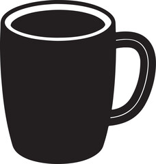mug silhouette, black and white silhouette, vector and illustration