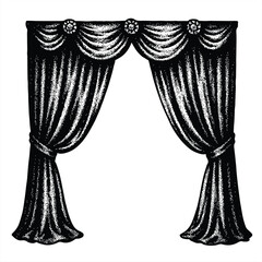Halftone style stage curtain graphic with texture. Perfect for vintage collage compositions, theatrical backdrops, gothic scrapbooking, dramatic printable art, mixed media designs 