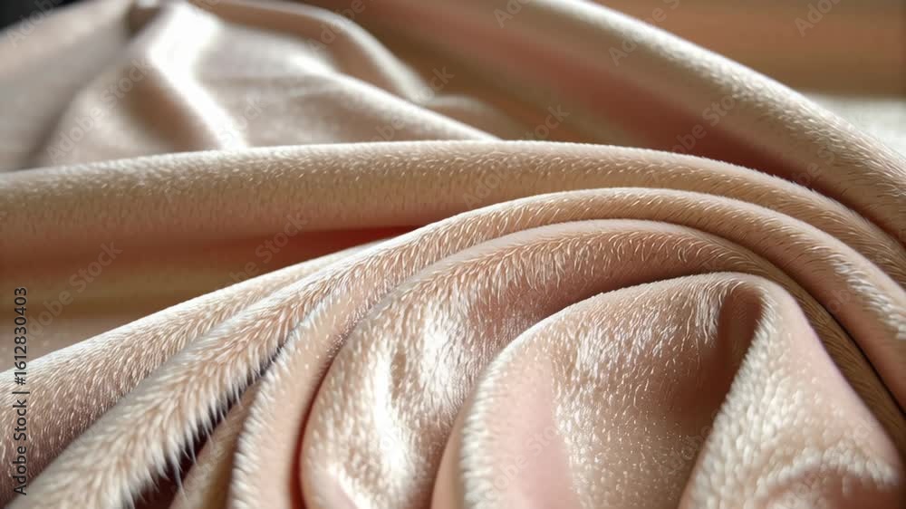 Poster soft satin fabric texture with smooth shiny beige surface and luxury folds creating elegant cozy app