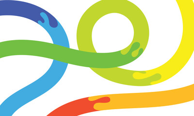 Abstract Wavy Rainbow Lines. Vector Celebration Squiggle Ribbons. Swirl Neon Colored Lines. Background with Gradient Curve Shapes