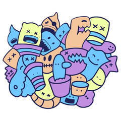 Doodle Abstract Monster Illustration Cartoon Art Digital Drawing