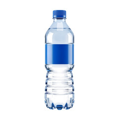 Naklejka premium Clear plastic water bottle with blue label and cap blue cap liquid