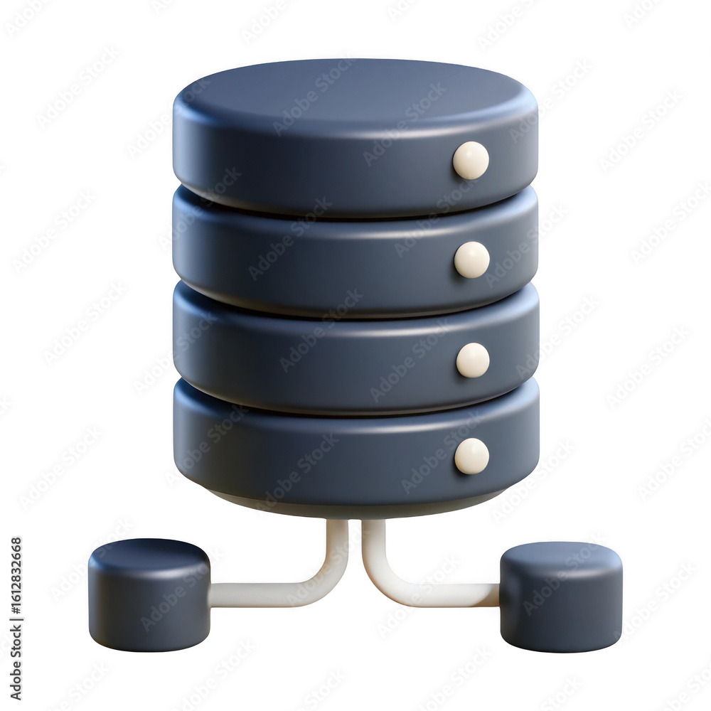 Poster 3d rendered database server icon isolated on transparent background