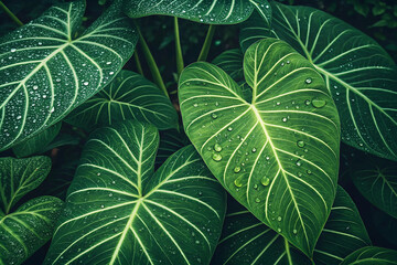 closeup nature view of tropical leaves background
