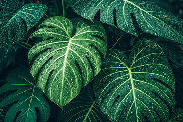 closeup nature view of tropical leaves background