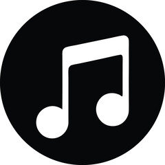 music note icon, simple minimalist symbol, black and white, high contrast, clean design, vector graphic
