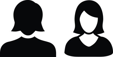 black and white silhouette avatar, minimalist portrait head icon, simple stylized graphic head shape
