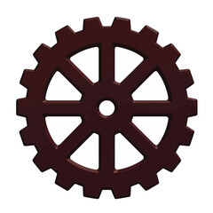 Burgundy wheel silhouette on white background, industrial concept