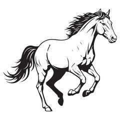 Obraz premium Running black horse silhouette vector illustration isolated on white background