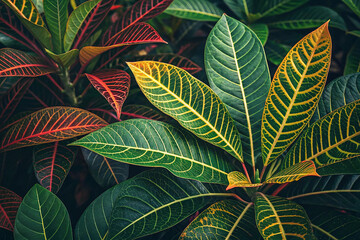 closeup nature view of tropical leaves background