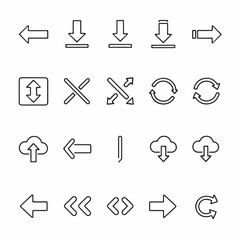 Collection of simple, linear arrow and download icons, arranged in a grid.