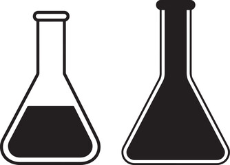 Two flasks one filled with liquid silhouette