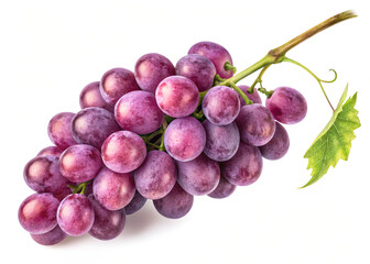 Fototapeta premium A vibrant bunch of fresh red grapes, ripe and juicy, isolated on white