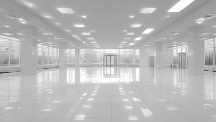 Empty white office space, bright and modern