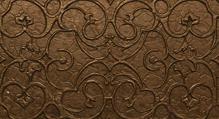 Ornate bronze metal scrollwork pattern
