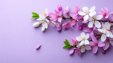 Delicate spring blossoms arranged on a pastel background.