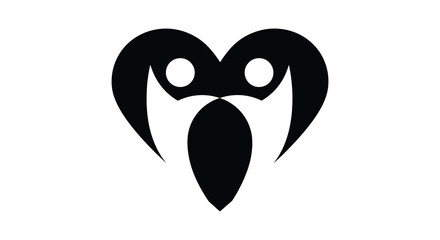 Stylized Bird Face Logo Design in Black and White