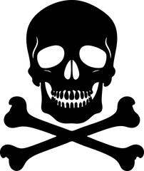 Pirate Skull and Crossed Bones in Bold Silhouette Graphic Style