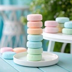 colorful macaroons on a table