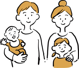 Happy Family of Four with Young Children