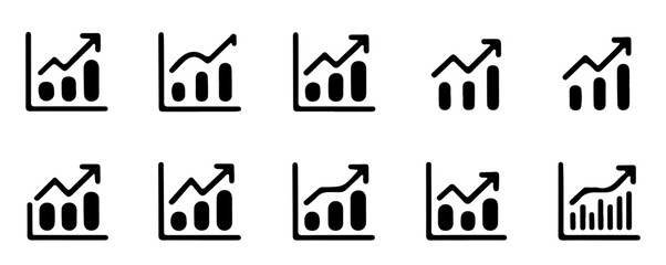 Financial upward growth arrow chart silhouette, business success growth, and profit vector icon