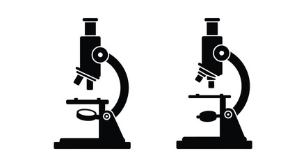 Two Microscope Icons in Black and White Simple Style