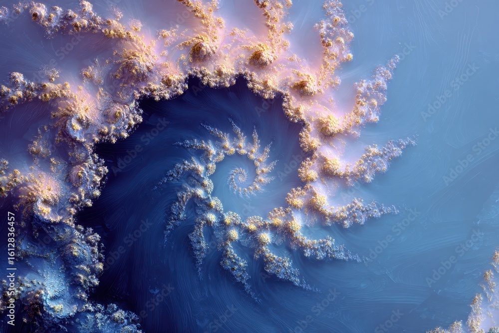 Poster explore a stunning fractal background showcasing intricate swirling patterns with a beautiful gradie