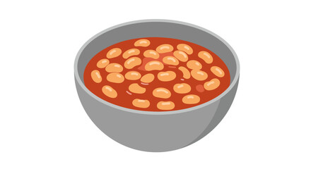 Illustration of Baked Beans in a Grey Bowl a Classic Comfort Food Dish
