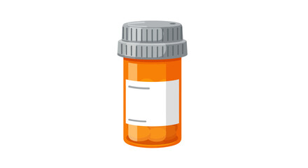 Cartoon Illustration of an Orange Pill Bottle with a Blank Label for Medical or Pharmaceutical Use
