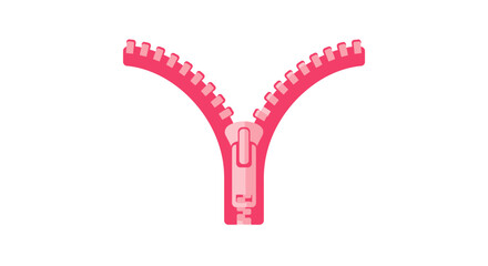 Open Pink Zipper Illustration on White Background Fashion and Design Element Flat Vector