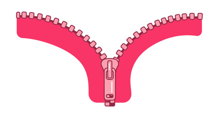 Vibrant Pink Zipper Illustration on White Background Fashion and Design Element Vector Graphic