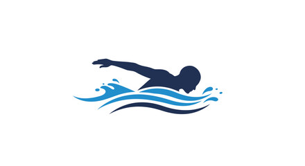 Silhouette of a swimmer in a butterfly stroke with water waves a vector illustration for sports