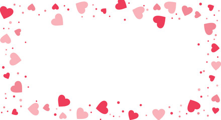 Romantic Heart Border with Pink and Red Hearts and Dots on a White Background for Valentine s Day