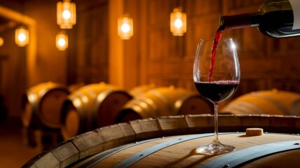 wine barrels in cellar