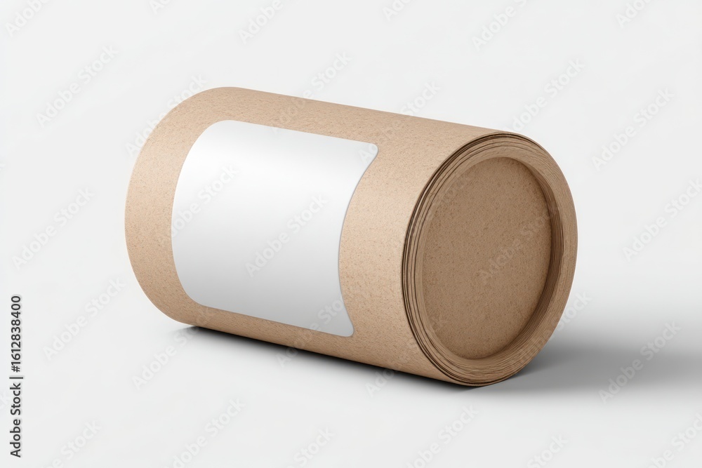 Poster 3d wool roll package mockup with empty label area, emphasizing the wool material's soft texture.