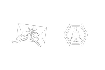 Festive envelope with snowflake and ribbon bell icon