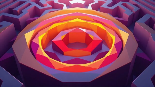 Intricate geometric mandala pattern with vibrant gradient colors and a mesmerizing optical illusion effect