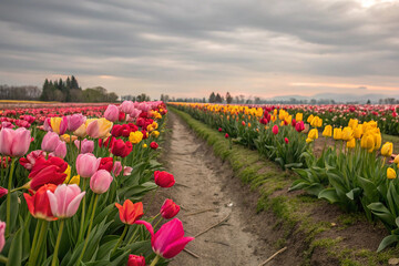field of tulips