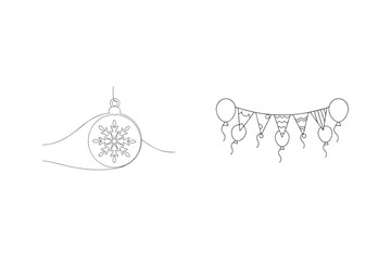 Christmas ornament and party balloons snowflake