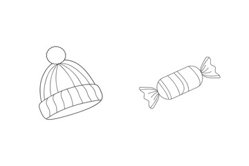 Knitted hat and wrapped candy stripes