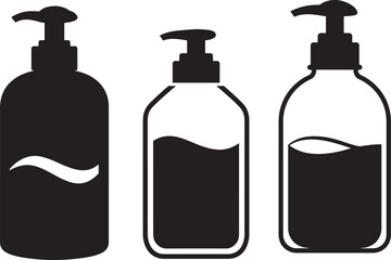 Three soap dispenser bottles silhouette
