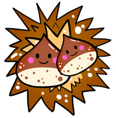 밤과 밤송이 일러스트 캐릭터