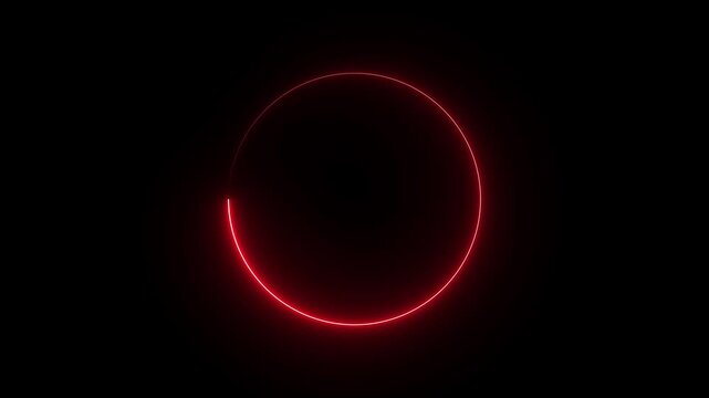 Red Neon circle animation on black background. glowing circle motion. technology digital elements circle icon. smooth neon glowing video. - Powered by Adobe