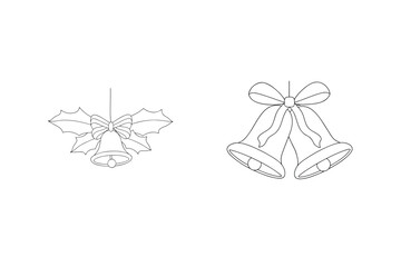 Festive bells and holly decorations christmas