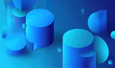 Abstract 3D shapes in vibrant blue tones