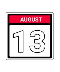 calendar icon August month date 13