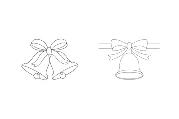 Festive bells with ribbons christmas holiday