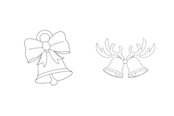 Festive bells with bow and antlers christmas holiday