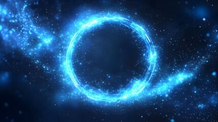 Obraz premium Glowing Blue Geometric Circles on Dark Background – Abstract Tech-Inspired Vector for Modern Website or Presentation Design