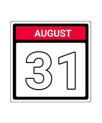 calendar icon August month date 31